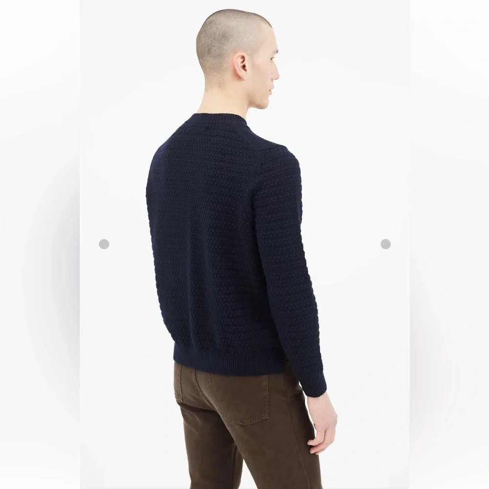 Norse Projects 100% Wool Bera Bubble Textured Navy Sweater Men’s XS - Picture 4 of 7